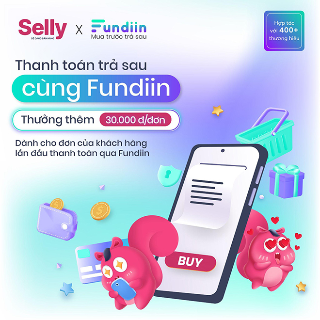 Với Fundiin, khách hàng của những người bán hàng trên Selly có thể mua sắm trả sau qua nhiều kỳ thanh toán hoàn toàn 0% lãi suất.