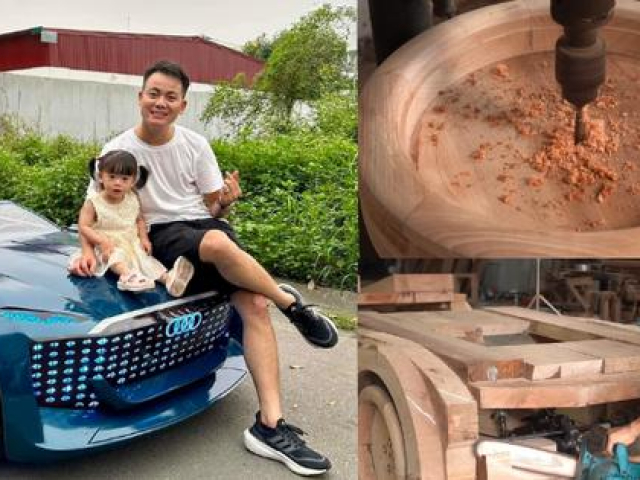Ông bố Việt ”gây sốt” mạng xã hội khi tự tay chế tạo xe Audi bằng gỗ tặng con gái