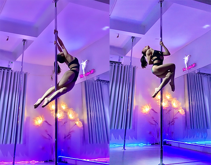 HLV nổi tiếng người Hà Nội chia sẻ múa cột không khác gì nâng tạ, nhưng ở đây nâng chính trọng lượng cơ thể của bản thân cùng lúc phối hợp nhịp nhàng, chuẩn từng nhóm cơ, của nhịp thở, nhịp tim cân bằng khi múa.