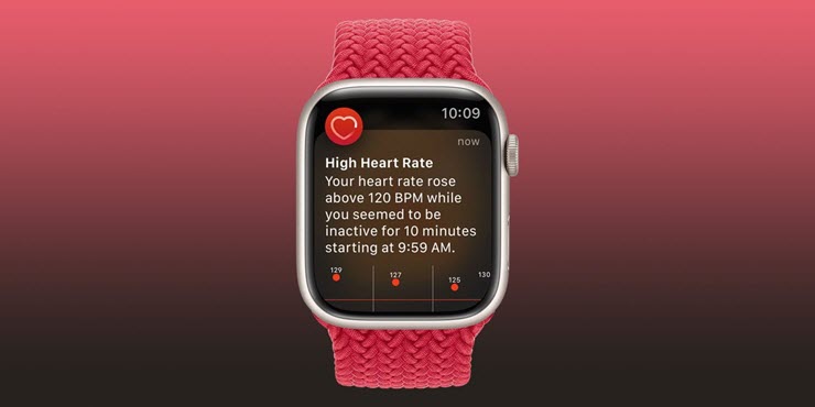 Apple Watch đã phát hiện nhịp tim của nữ chủ nhân quá cao và đưa ra lời cảnh báo.