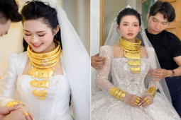 Bạn trẻ - Cuộc sống - 19 tuổi theo chồng về dinh, cô dâu Long An được 2 bên tặng vàng đeo trĩu cổ