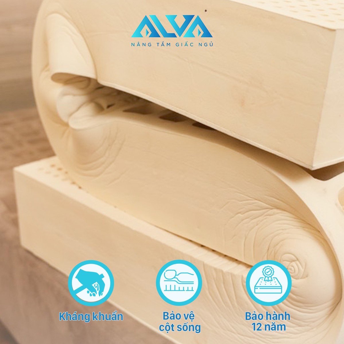 Hình ảnh dẻo dai của nệm cao su thiên nhiên Alva