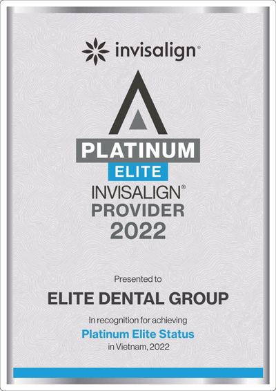 Elite Dental tự hào là một trong số ít phòng khám nha khoa cung cấp điều trị Invisalign chất lượng nhất tại Việt Nam, nhận danh hiệu Platinum Elite mỗi năm.