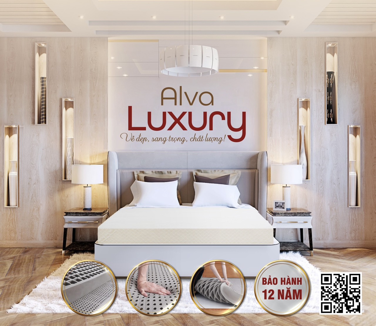 Nệm Alva Luxury dẫn truyền than hoạt tính – Nệm có màu xám