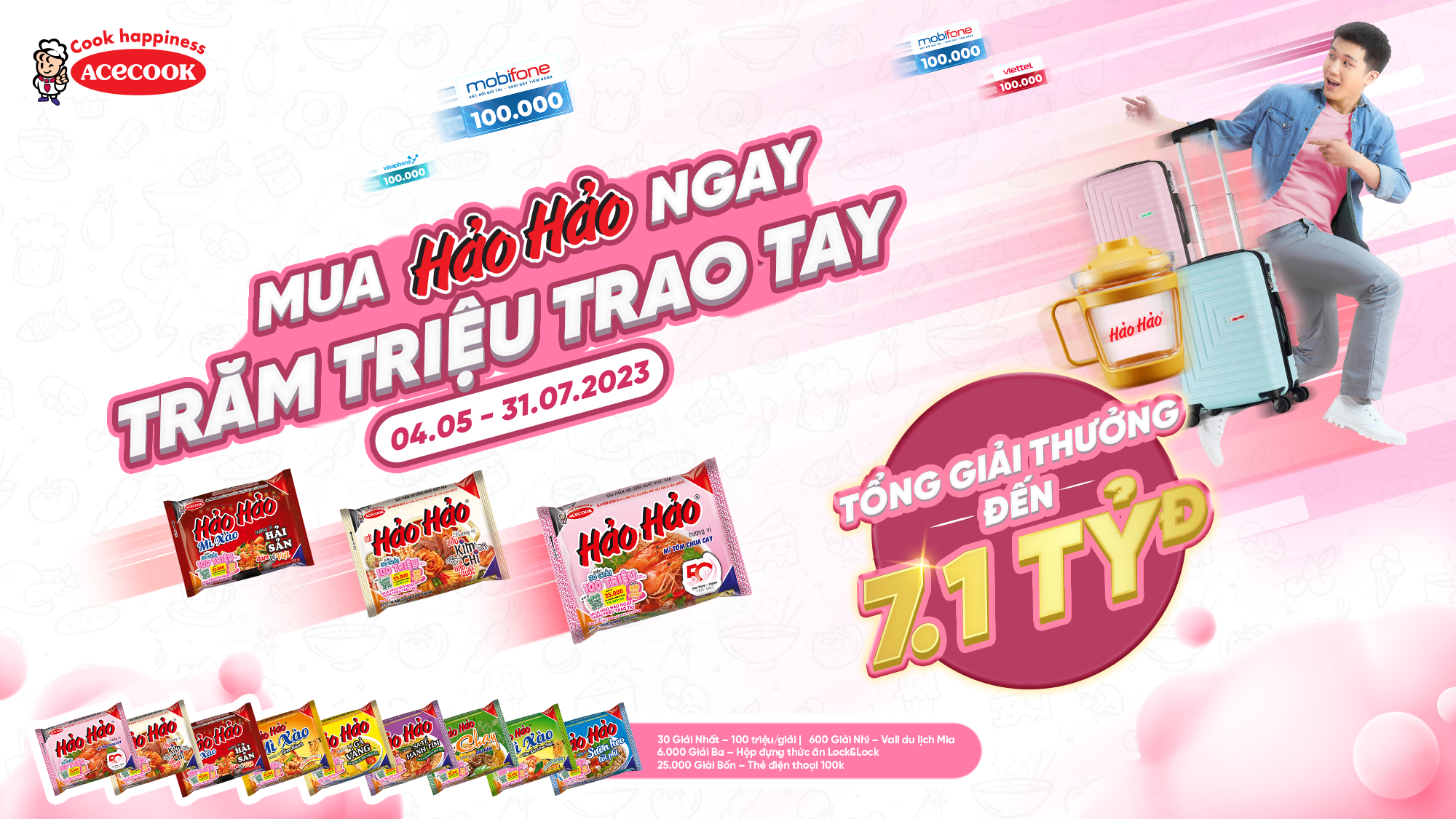 Khám phá loạt quà tặng giá trị với thẻ cào ngẫu nhiên bên trong Mì ăn liền Hảo Hảo dạng gói.
