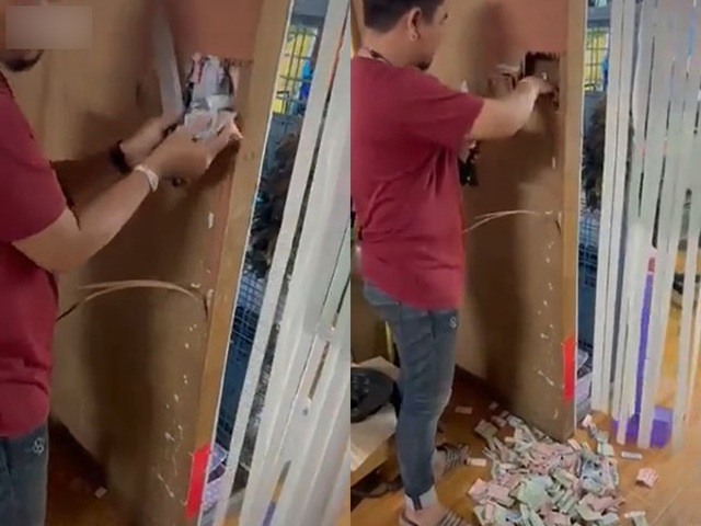 Quỹ đen anh chồng giấu vợ cất giữ vào khe tường bị phát hiện