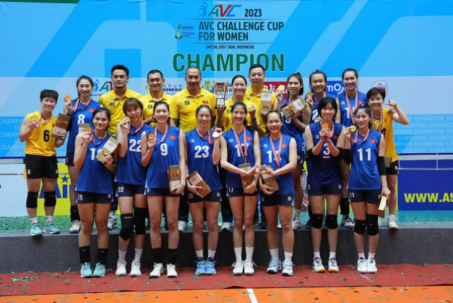 ĐT bóng chuyền nữ Việt Nam thắng Indonesia kịch tính, vô địch AVC Challenge Cup
