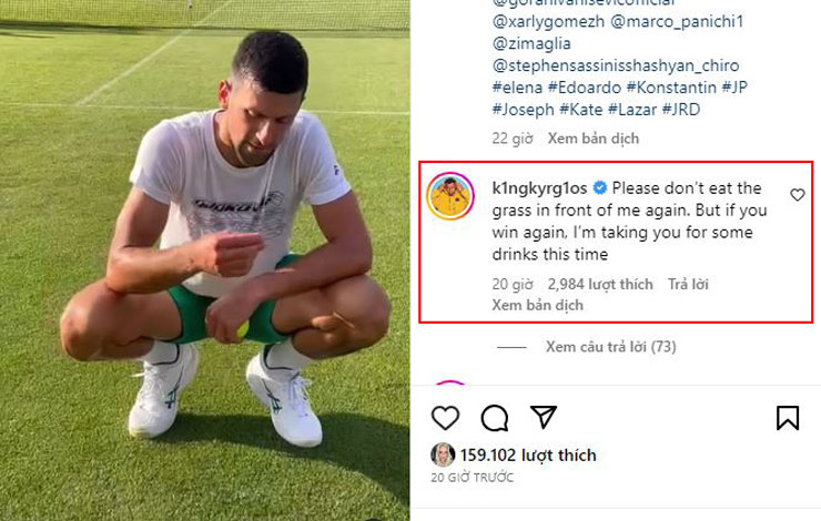 Djokovic ăn cỏ trước thềm Wimbledon 2023 khiến Kyrgios nể sợ