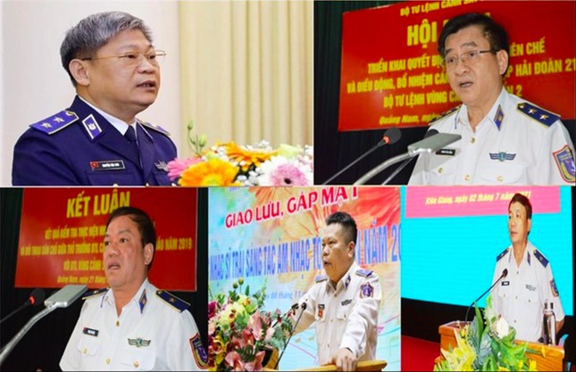 Cựu Trung tướng Nguyễn Văn Sơn (góc trên bên trái) và nhóm cựu lãnh đạo Bộ Tư lệnh Cảnh sát biển