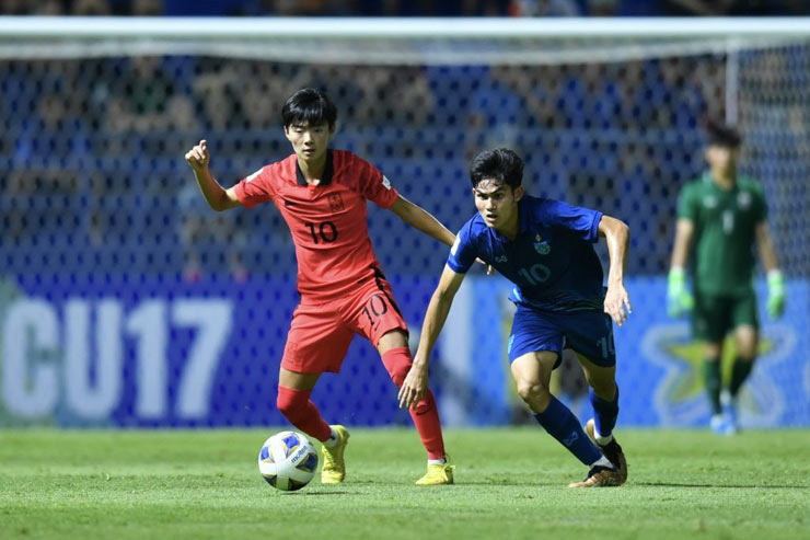 U17 Thái Lan thua đậm U17 Hàn Quốc ở tứ kết giải U17 châu Á ngay trên sân nhà và lỡ vé dự U17 World Cup