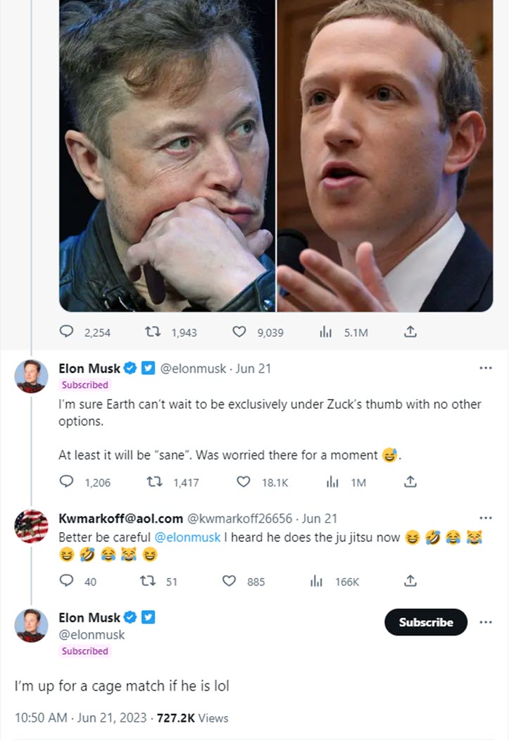 Lời thách đấu với CEO Meta được chính Elon Musk đưa ra.