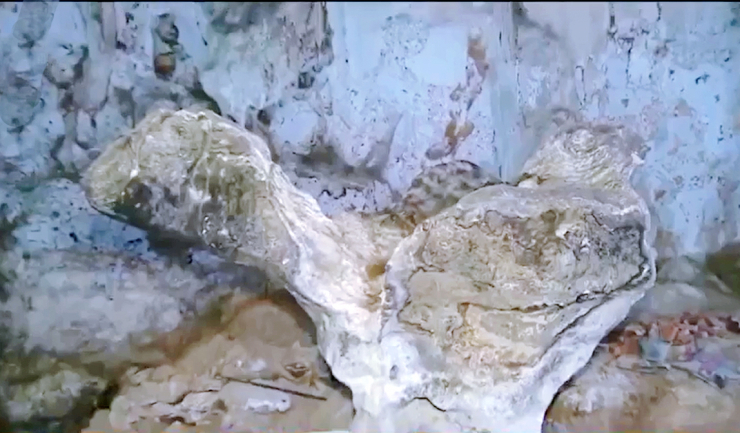 Trong hang có một khối đá hình con chim, trước đây, vua thường đến để khấn vái cầu mong quốc thái dân an.