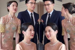 Bạn trẻ - Cuộc sống - Cô dâu chú rể đẹp như minh tinh nhưng vẫn bị mẹ vợ chiếm sóng