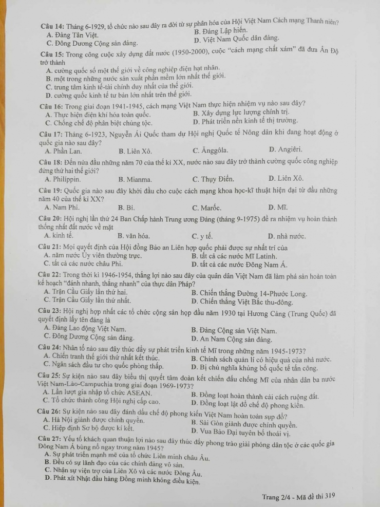Đề thi THPT 2023 môn Lịch sử - 2