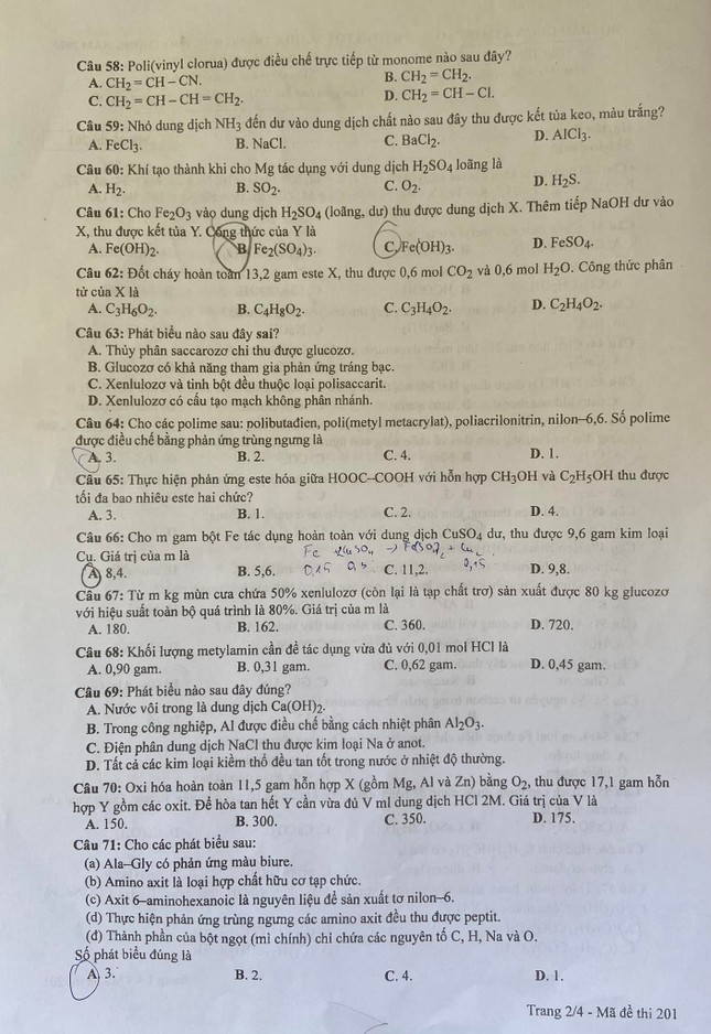 CẬP NHẬT: Đề thi, đáp án bài HÓA, LÍ, SINH tốt nghiệp - 2