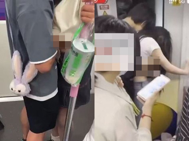 Bạn trẻ - Cuộc sống - Nhức mắt cảnh cặp đôi nam nữ thò tay vào người nhau, làm chuyện "nhạy cảm" trên tàu điện đông người