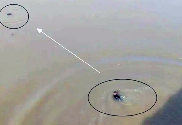 Ông Vương mất một hồi lâu mới tiếp cận và túm được vào áo khoác của người phụ nữ từ phía sau. Ảnh: 163.