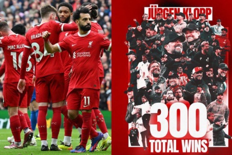 Klopp cán mốc 300 trận thắng với Liverpool, lợi thế lớn đua vô địch