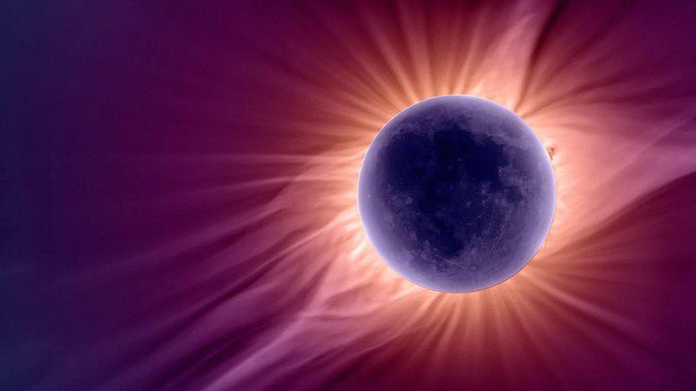 Hình ảnh cho thấy bức xạ Mặt Trời tác động đến xung quanh trong nhật thực - Ảnh: NASA