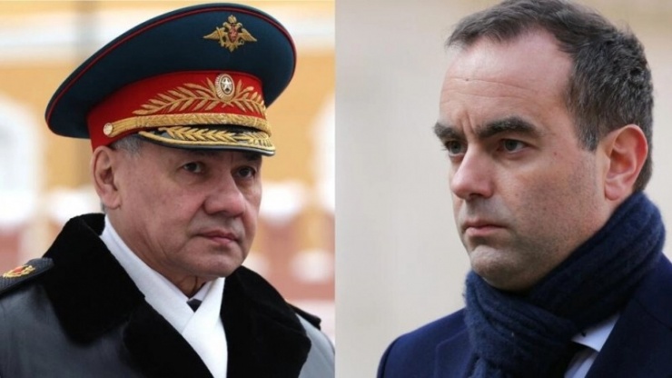 Bộ trưởng Quốc phòng Nga Shoigu và người đồng cấp Pháp Lecornu. Ảnh: France24