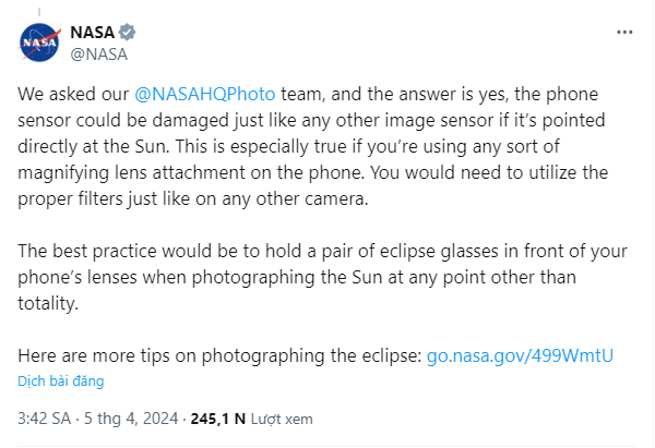 Ảnh báo từ NASA.