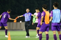 Bóng đá - &quot;Nửa đêm&quot; U23 Việt Nam đi tập để chuẩn bị so tài U23 Jordan ở Qatar