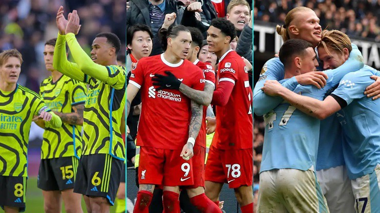Arsenal, Liverpool và Man City đang bám đuổi nhau sít sao trong cuộc đua vô địch