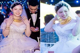 Cặp đôi đẻ 2 con mới cưới, cô dâu được tặng vàng kín cổ