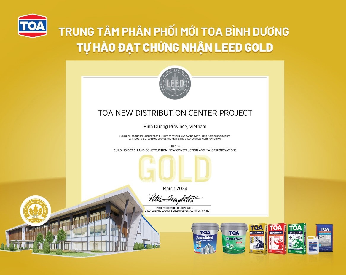 Trung tâm phân phối mới của Sơn TOA Việt Nam đạt chứng nhận LEED GOLD (Nguồn: Sơn TOA)