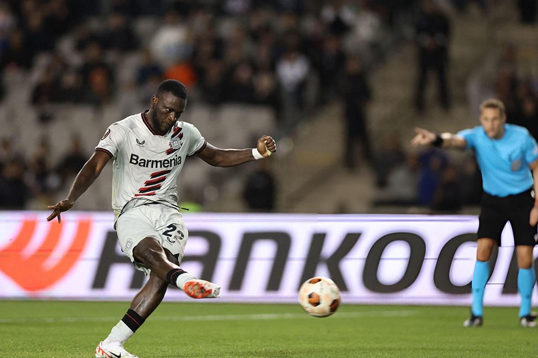 Boniface dẫn đầu danh sách ghi bàn của Leverkusen. (Ảnh: GIORGI ARJEVANIDZE/Getty)