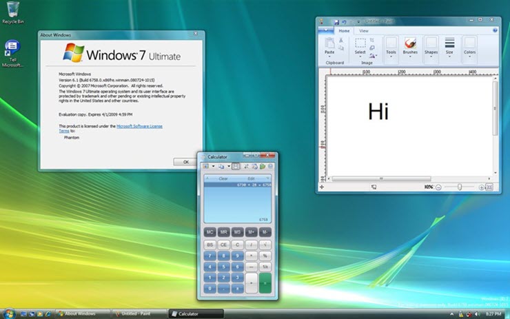 Giao diện của phiên bản Windows 7 M3 (bản dựng 6758).