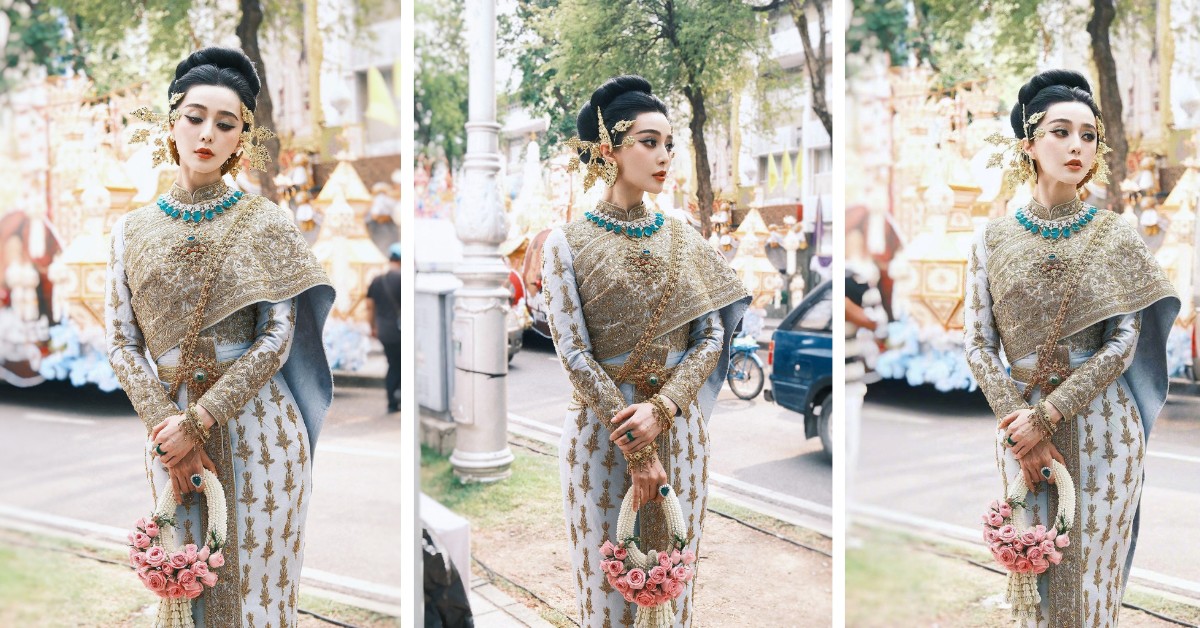 Phạm Băng Băng chọn mặc chiếc váy truyền thống Thái Lan thêu tinh xảo của thương hiệu đến từ đất nước này. Chính nữ diễn viên đã liên hệ và lựa chọn để tạo ra bộ trang phục cho riêng mình. Ảnh: Weibo.