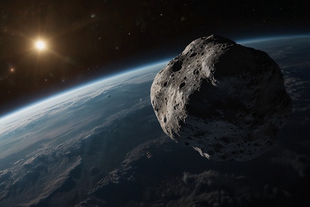 Một tiểu hành tinh lướt qua Trái Đất - Ảnh đồ họa AI