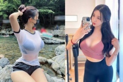 Bạn trẻ - Cuộc sống - Hot girl “siêu vòng một” mặc đồ ướt đẫm, khoe đường cong chữ S