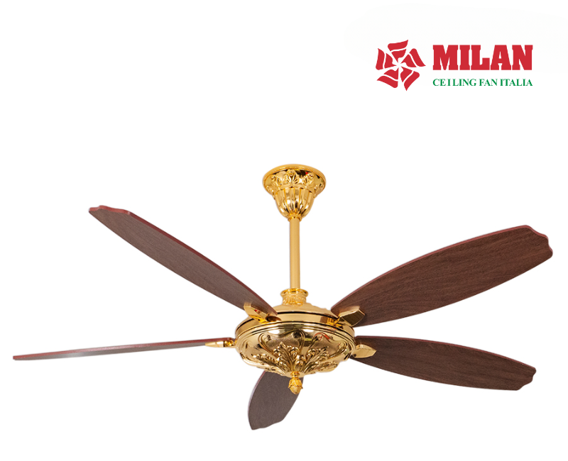 Quạt trần không đèn 5 cánh FY961 mạ vàng 24k thiết kế đơn giản sang trọng, gỗ Plywood cao cấp chống cong vênh, mối mọt độ bền trường tồn theo thời gian