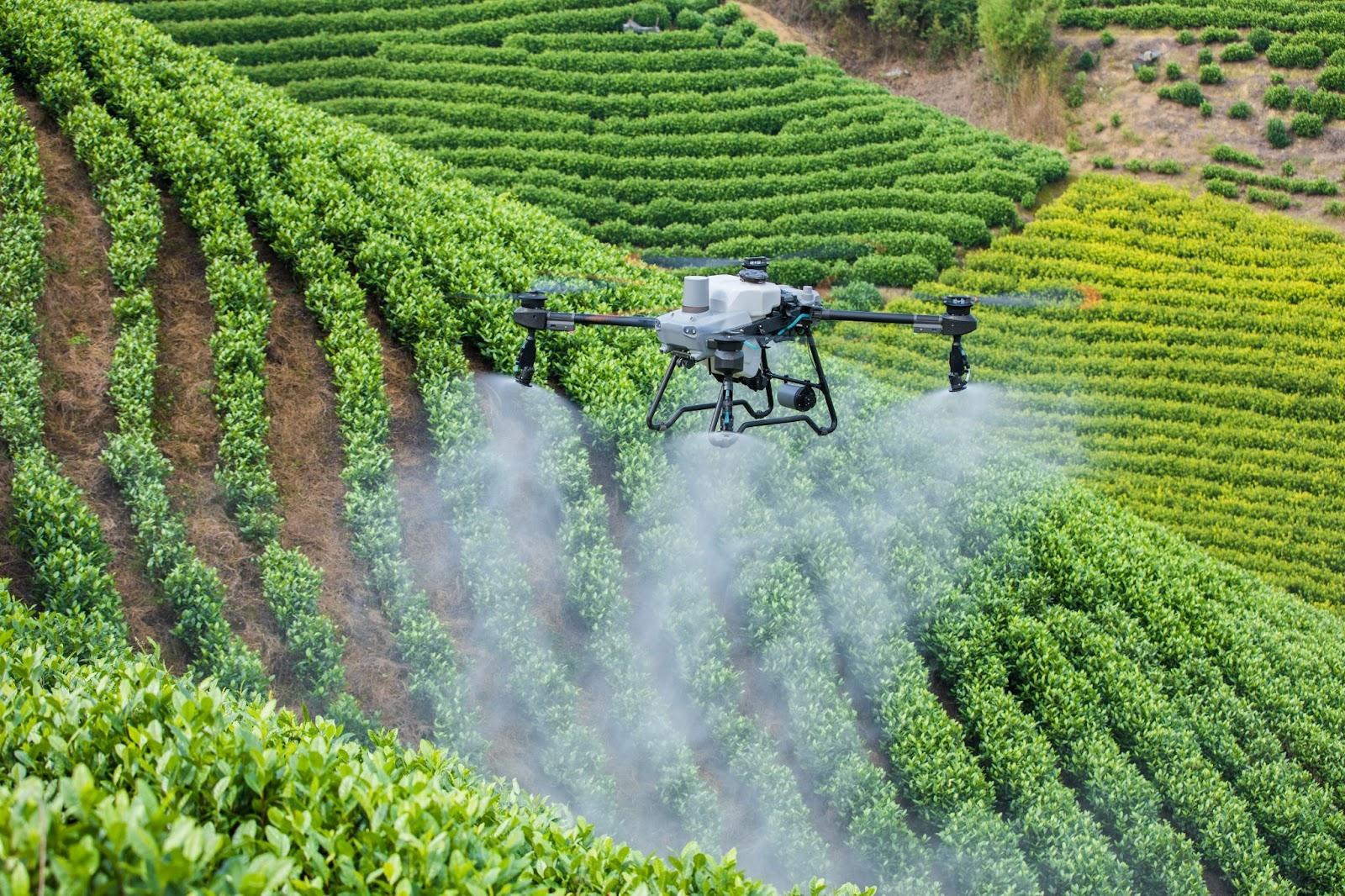 Máy bay DJI T25 nhỏ gọn, linh hoạt nhưng đạt hiệu suất cao trên nhiều loại địa hình, cây trồng.