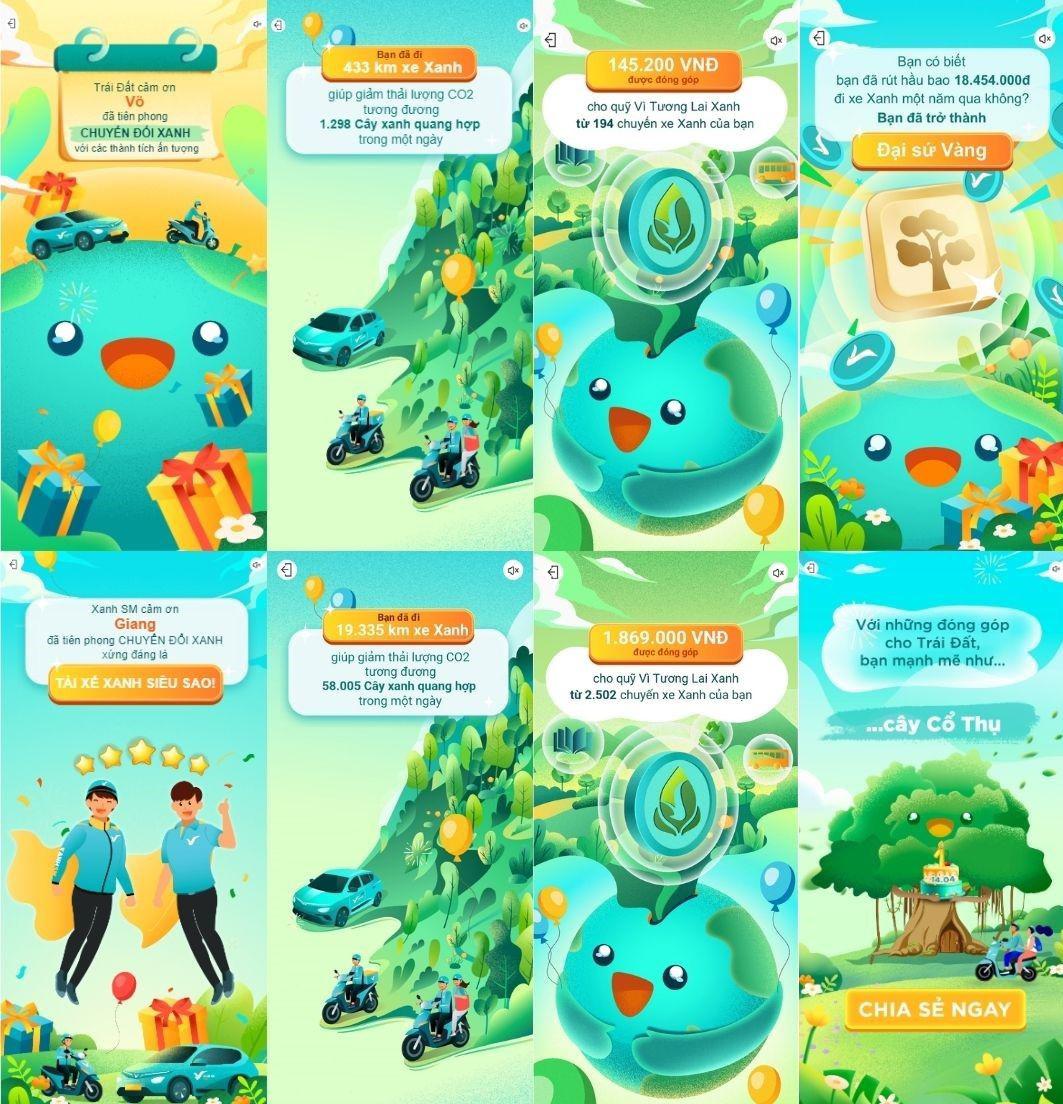 Cộng đồng người dùng và tài xế của Xanh SM khoe thành tích “chuyển đổi xanh”.