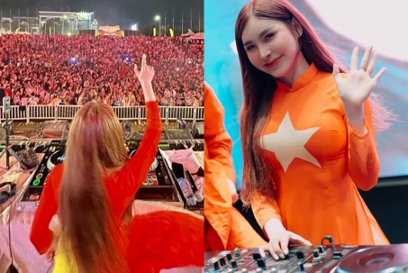 Nữ DJ miền Tây mặc áo dài biểu diễn trước 10 nghìn người ở Lào gây "sốt"