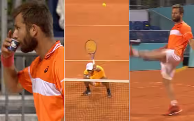 Moutet thể hiện sự thiếu chuyên nghiệp ở Madrid Open. Uống nước ngọt có ga, đang đánh rơi vợt và đòi uống cafe