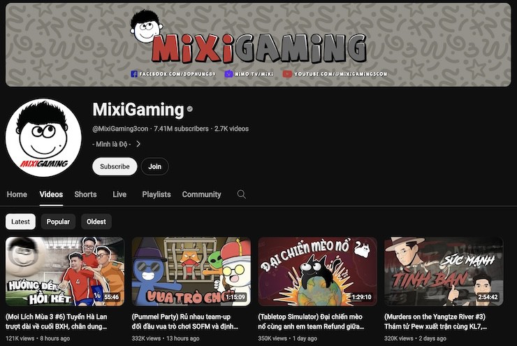 Kênh YouTube MixiGaming được đầu tư bài bản.