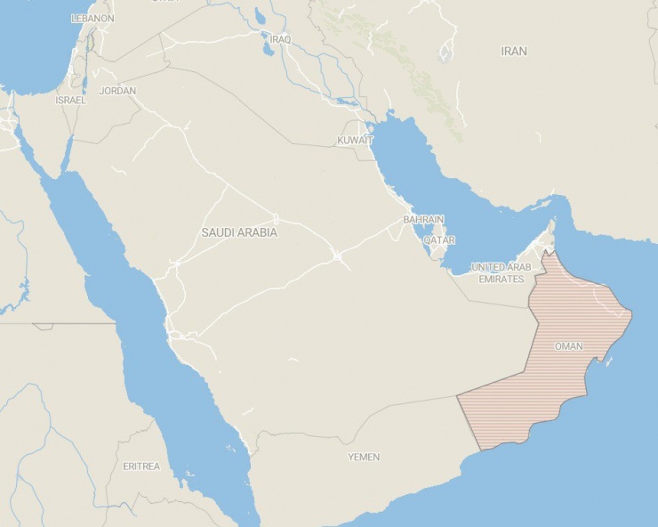 Vị trí của Oman ở Trung Đông. Ảnh: THE CONVERSATION