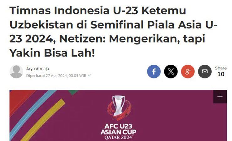 Tờ Bola cho rằng U23 Uzbekistan đang mạnh nhất của giải U23 châu Á nhưng U23 Indonesia vẫn có thể thắng