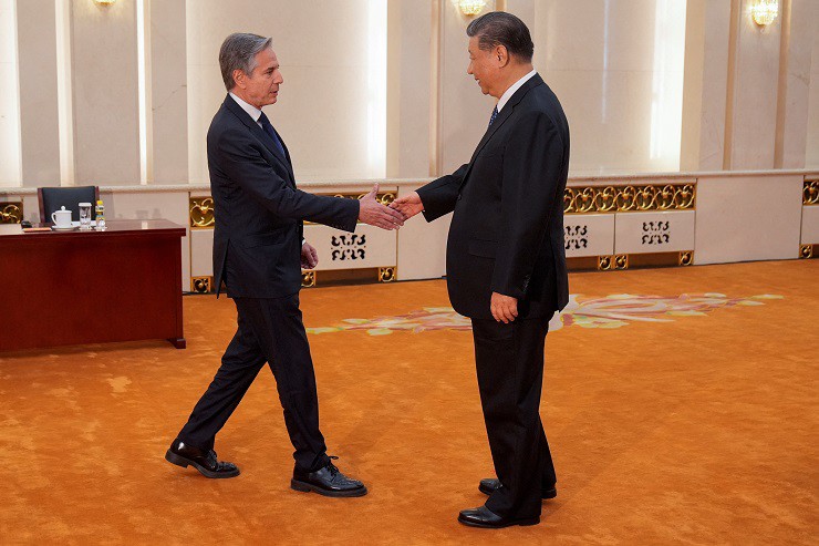 Chủ tịch Trung Quốc Tập Cận Bình gặp Ngoại trưởng Mỹ Antony Blinken ở Bắc Kinh hôm 26/4.
