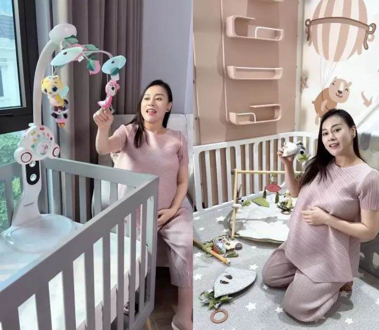 Nữ diễn viên "khoe" phòng riêng dành cho hai bé sắp chào đời