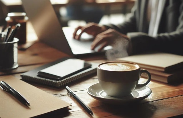 Nếu bạn phải ngồi lâu vì công việc, những ly cà phê có thể bù đắp phần nào tác hại sức khỏe - Ảnh đồ họa AI