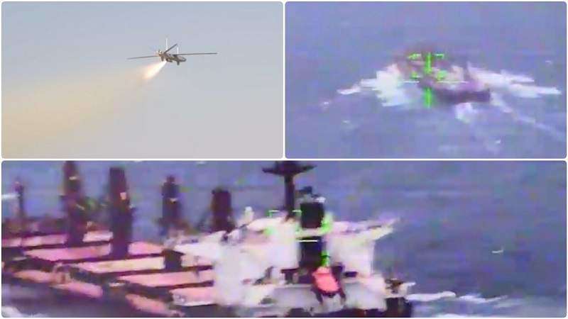 Houthi công bố video tấn công tàu hàng bằng UAV Shehab.