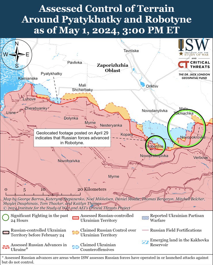 Nga đã gần như kiểm soát hoàn toàn làng Robotyne. Ảnh: ISW.