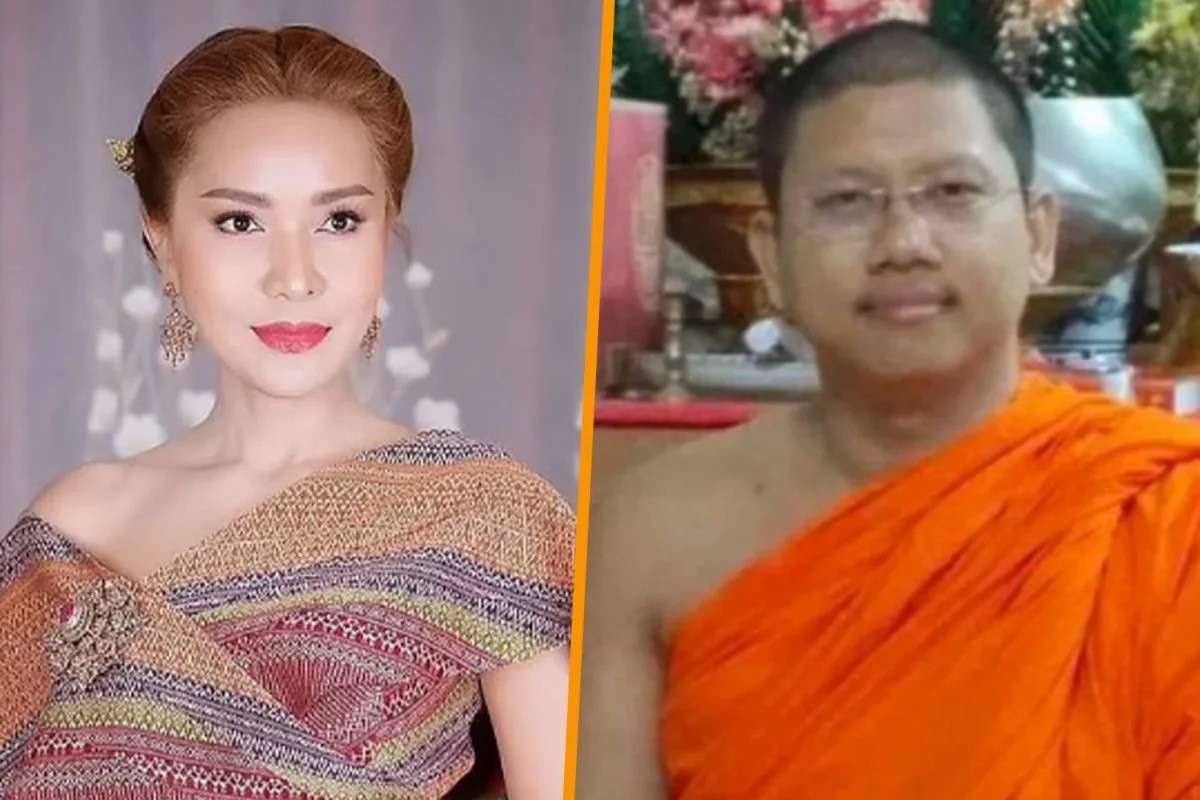 Bà Prapaporn Choeiwadkoh và nhà sư Phra Maha (ảnh: SCMP)
