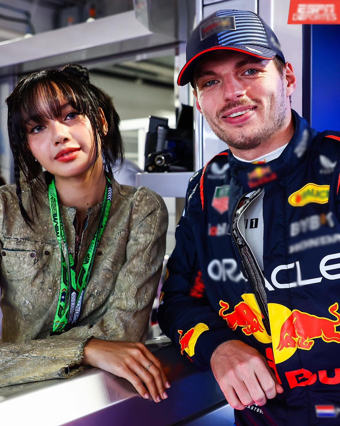 Khoảnh khắc chung khung hình của Lisa và tay đua nổi tiếng&nbsp;Max Verstappen.