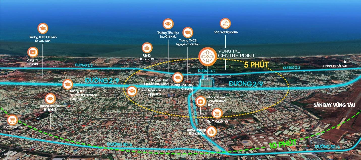 Vung Tau Centre Point - vị trí trung tâm của khu đô thị Chí Linh, thành phố Vũng Tàu
